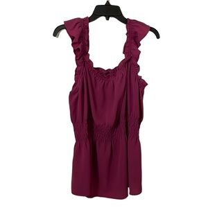 LANE BRYANT | Women’s Purple Ruffle Rushed Center‎ Sleeveless Top Size 18